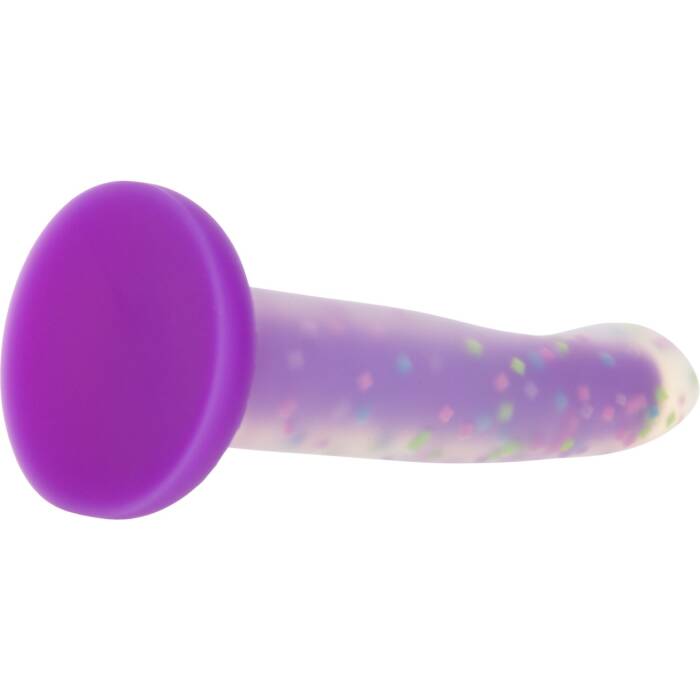 Фалоімітатор, що світиться в темряві, ADDICTION Rave 8″, Glow in the Dark Dildo Purple Confetti, 20,3 см