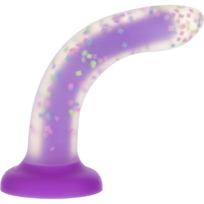 Фалоімітатор, що світиться в темряві, ADDICTION Rave 8″, Glow in the Dark Dildo Purple Confetti, 20,3 см