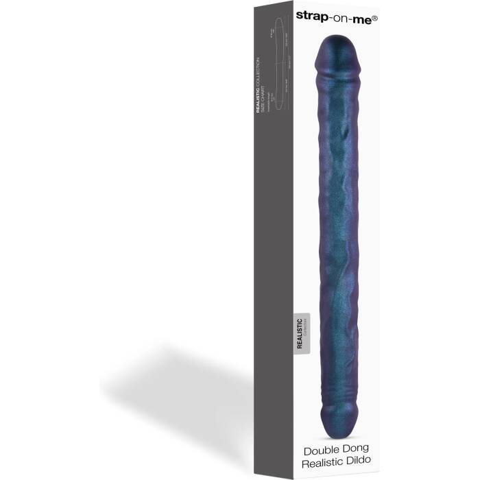 Фалоімітатор подвійний Strap-On-Me DOUBLE DONG REALISTIC DILDO - SNAKY METALLIC COLOR