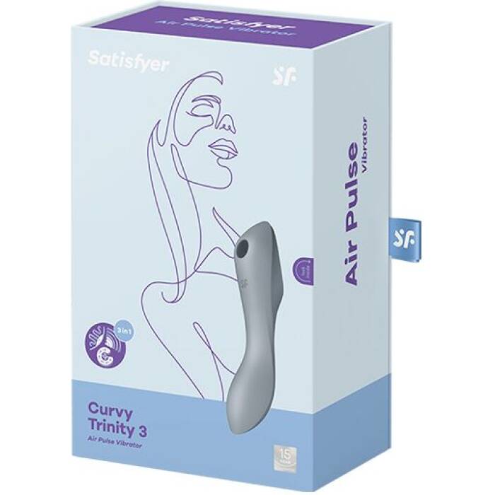 Вакуумний стимулятор з вібрацією Satisfyer Curvy Trinity 3 BlueGrey