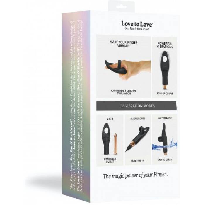 Вібратор на палець Love To Love Tickle me - BLACK ONYX перезаряджається, 3 варіанти використання
