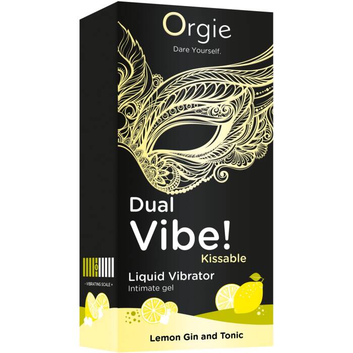 Рідкий вібратор Orgie Dual Vibe! Lemon Gin And Tonic Kissable Liquid Vibrator, 15 мл