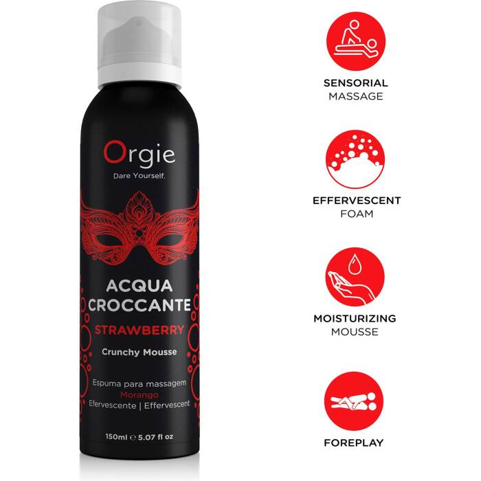 Масажна пінка Orgie – Acqua Croccante Strawberry (150 мл), ефект бульбашок, що лопаються