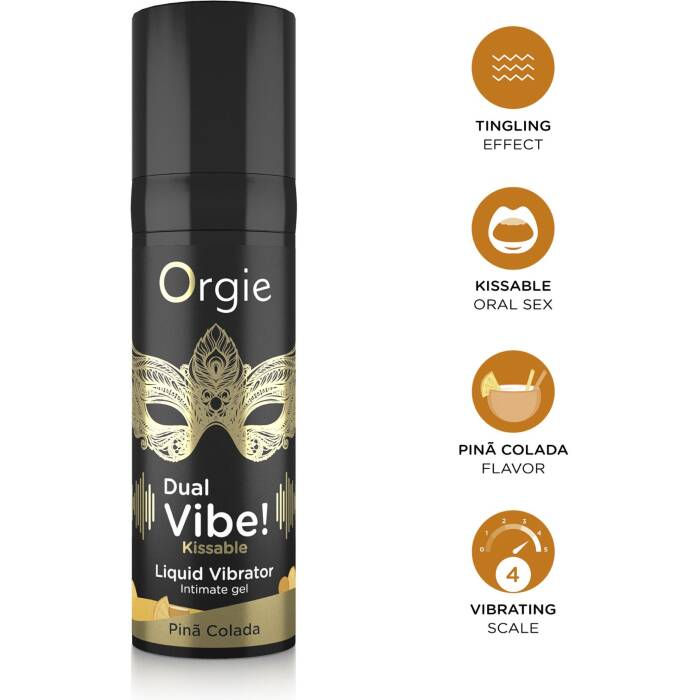 Рідкий вібратор Orgie Dual Vibe! Pina Colada Kissable Liquid Vibrator, 15 мл