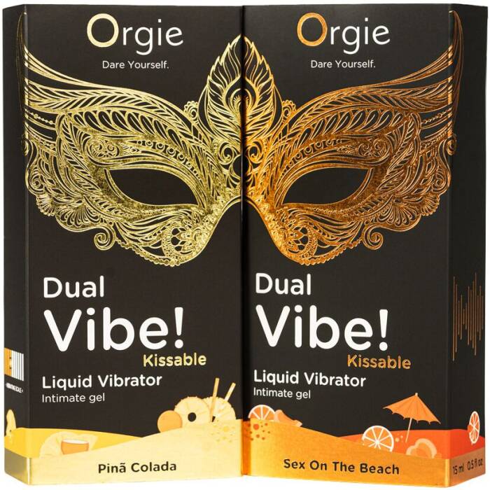 Рідкий вібратор Orgie Dual Vibe! Pina Colada Kissable Liquid Vibrator, 15 мл