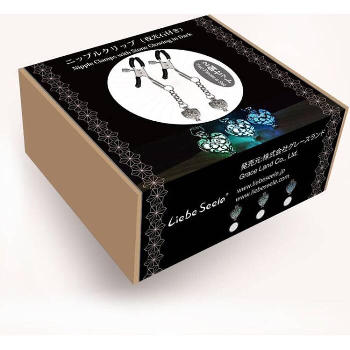Затискачі для сосків Liebe Seele Glow-in-dark Nipple Clamps Blue