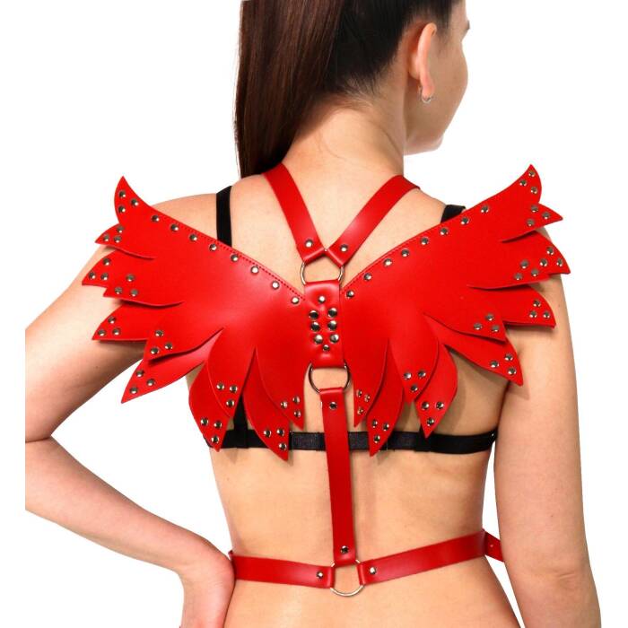 Жіноча портупея Art of Sex - Wings червона L-2XL, екошкіра