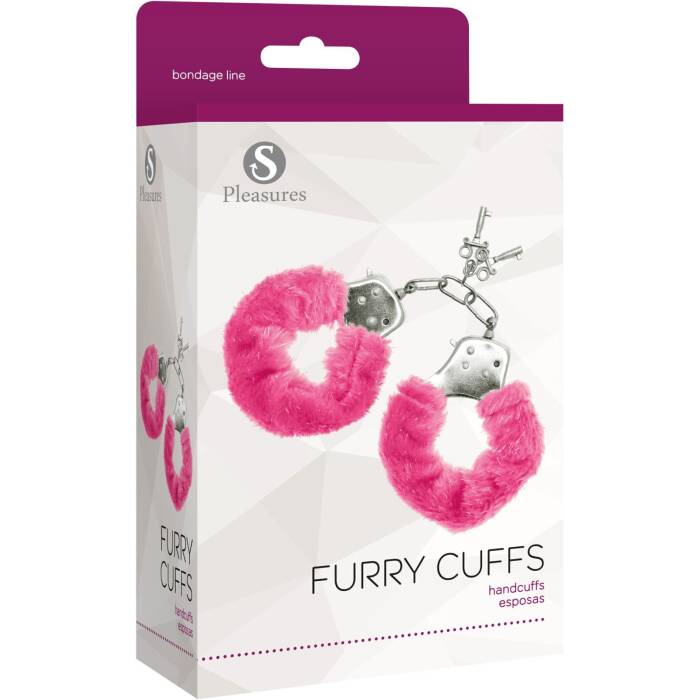 Наручники S Pleasures Furry Cuffs Pink (м'ята упаковка!!!)