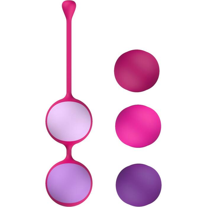 Вагінальні кульки Liebe Kewos — Cerise/Candy Violet, 5 кульок у комплекті, 15, 25, 35, 45 та 55 г