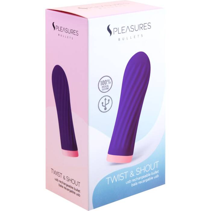 Віброкуля S Pleasures Bullets Twist & Shout Purple, фіолетова, ребриста поверхня, 10 режимів