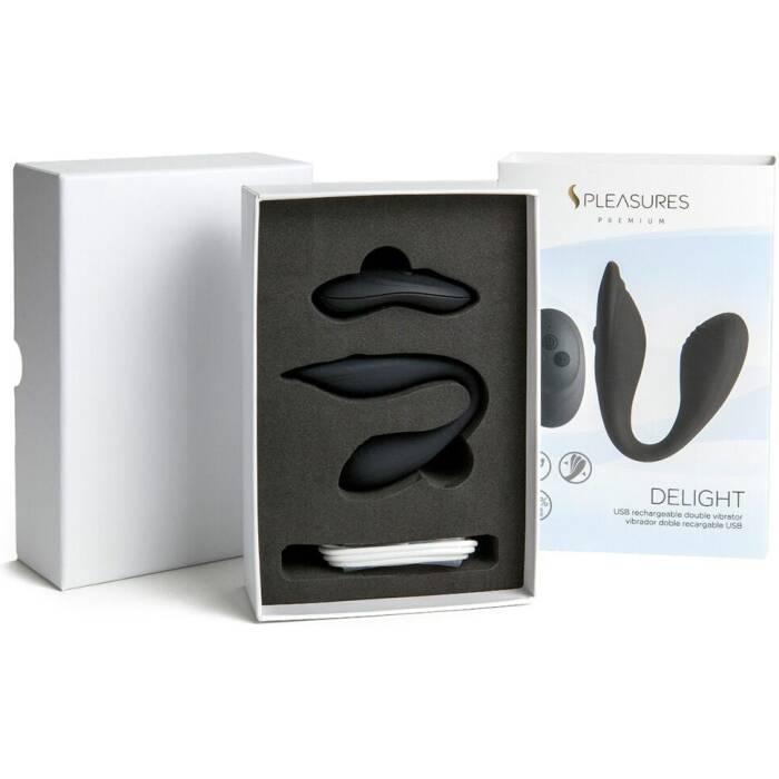 Подвійний вібратор S Pleasures Premium Delight, чорний, для клітора та точки G, 10 режимів