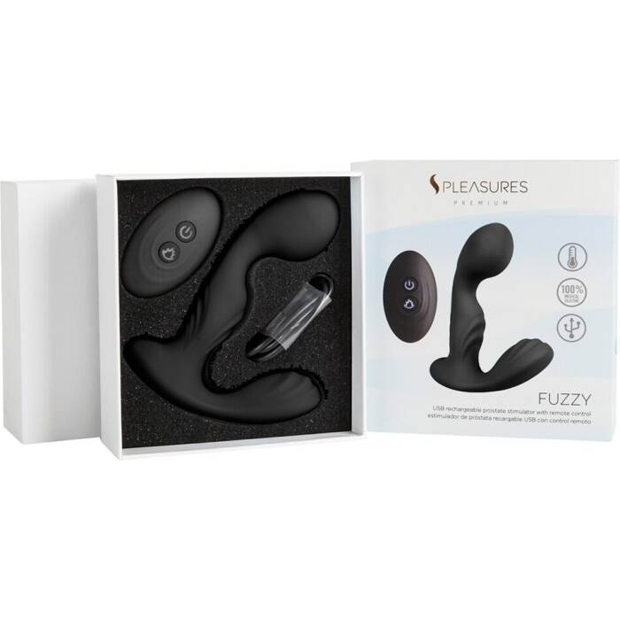 Вібромасажер простати S Pleasures Premium FUZZY, чорний, з рельєфом, 10 режимів вібрації, нагрів