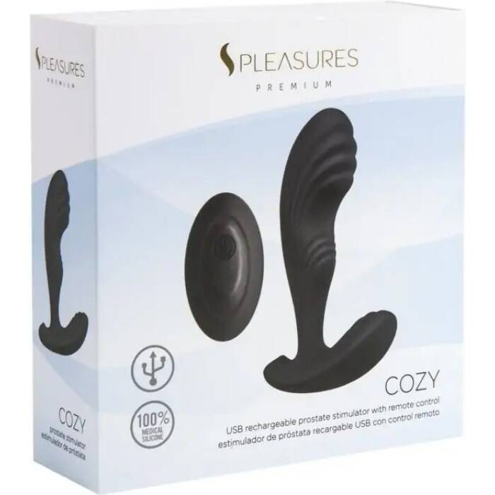 Вібромасажер простати S Pleasures Premium Cozy, чорний, з рельєфною головкою, 10 режимів