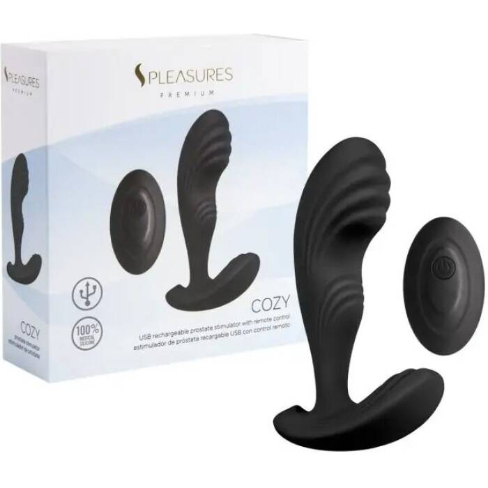 Вібромасажер простати S Pleasures Premium Cozy, чорний, з рельєфною головкою, 10 режимів