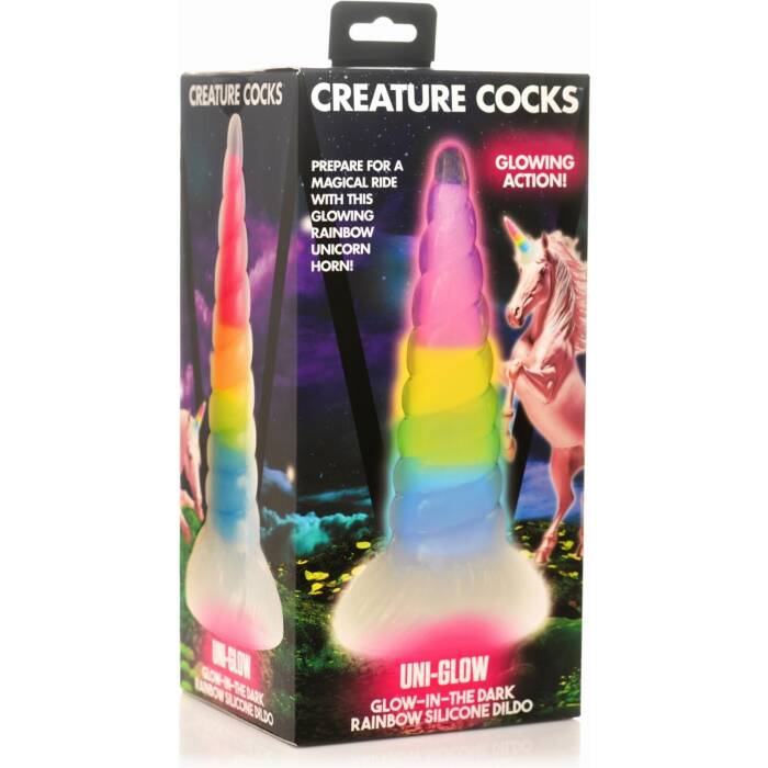 Фентезійний фалоімітатор Creature Cocks Luminescent Rainbow Silicone Dildo