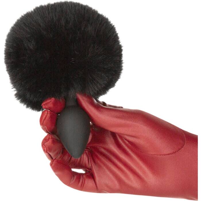 Анальна пробка з хвостом Punishment - Bunny Tail Silicone Anal Plug - Black