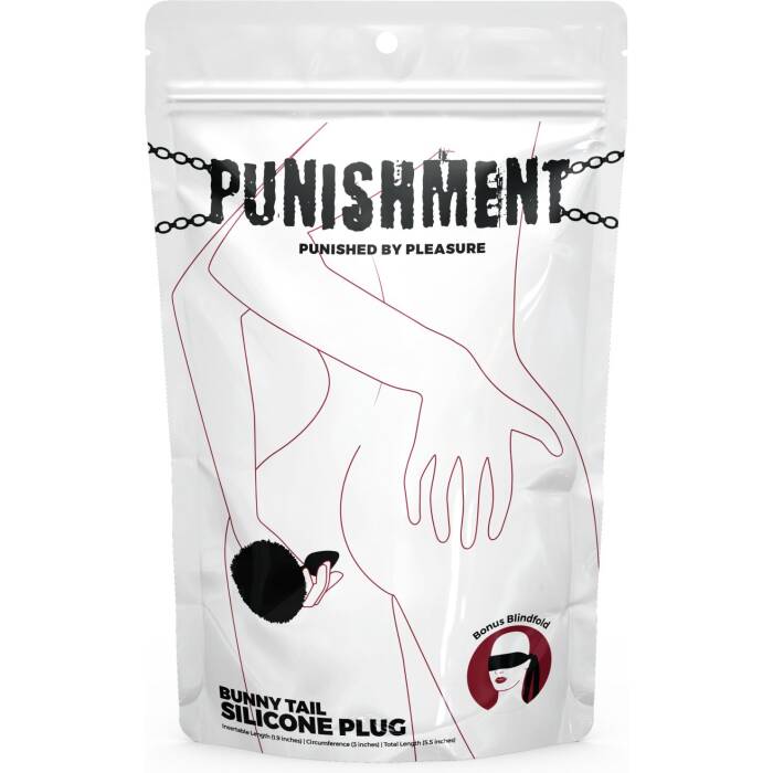 Анальна пробка з хвостом Punishment - Bunny Tail Silicone Anal Plug - Black