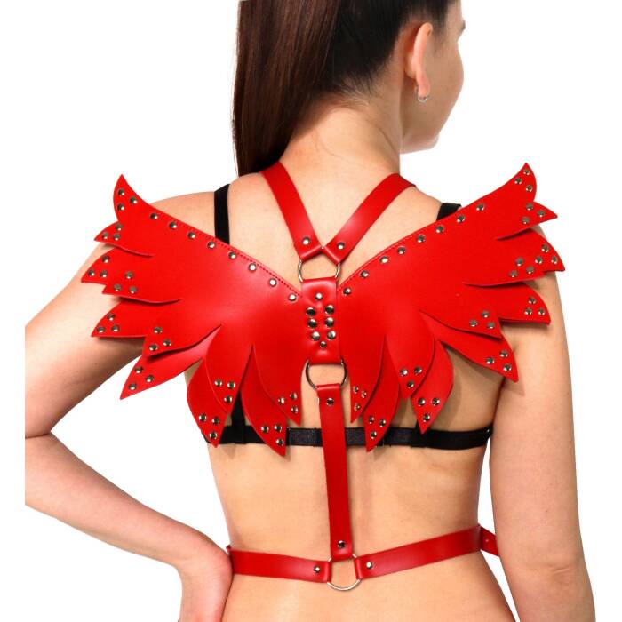 Жіноча портупея Art of Sex - Wings червона XS-M, екошкіра